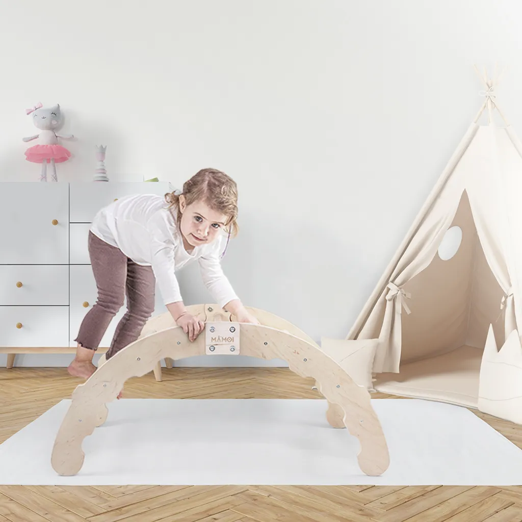 MAMOI® Kletterbogen, Kletterdreieck, Baby Klettern, Regenbogenwippe Aus Holz, Holzbogen Für Kinder, Klettergerüst Indoor Ab 1/2/3 Jahre 10 MAMOI® Kletterbogen, Kletterdreieck, Baby Klettern, Regenbogenwippe Aus Holz, Holzbogen Für Kinder, Klettergerüst Indoor Ab 1/2/3 Jahre – Bild 8