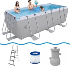 Avenli Frame Rectangular Pool Set 400 X 200 X 99 Cm, Aufstellpool, Reckteckig, Mit Pumpe, Grau -Bestintex Geschaft aa201f2235cb0ed64d71cef38e6a6a03