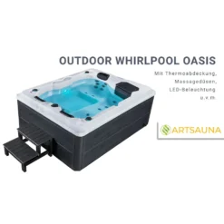 Artsauna Outdoor Whirlpool Oasis – Spa Mit Massagedüsen, LED-Beleuchtung, 2 Filter, Abdeckung, Pumpe, Ausstiegshilfe - Whirlpool Winterfest & Beheizbar -Bestintex Geschaft ab2301ba80f3a1d7dc95e9f65a3ce777