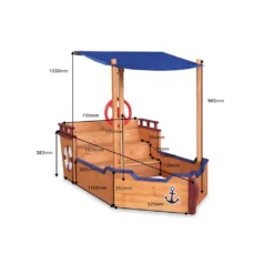 HOME DELUXE - Sandkasten MATSCHEKISTE - 160 X 78 X 103 Cm - , Piratenschiff, Sandkiste Mit Sonnendach, Aufklappbare Sitzbank, Spielzeug -Bestintex Geschaft ae930ce392425717fff393d6ca9a44be