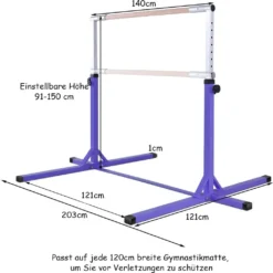 COSTWAY Gymnastik Turnreck, Turnreck Höhenverstellbar, Turnstangen Bis 100kg Belastbar, Reckstange, Reckanlage, Trainingsgeräte, Übungsstange Für Den Innenbereich, Heimtraining -Bestintex Geschaft b11d836ab2fa2e3d599c03c1f105c42c