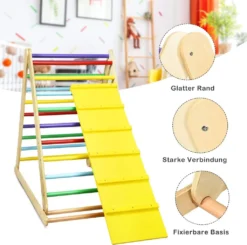 COSTWAY Kletterdreieck Klappbar Klettergerüst Holz Mit Leiter Zur Entwicklung Grobmotorischer Fähigkeiten Für Kleinkinder Ab 3 Jahren Mehrfarbig -Bestintex Geschaft b21bd269abb5f0e434ffa17f7ad27ad6