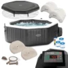 Intex Whirlpool PureSpa 28462 Für 6 Personen, Bubble, Jet & Salzwassersystem Komplett-Set Mit Extra-Zubehör Wie: 2 Sitzkissen, Reinigungsset, Dosierschwimmer Und Getränkehalter
