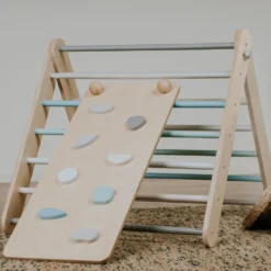 Leg&go Klettergerüst Sprossenwand Mit Rampe / Rutsche Indoor, 2in1 Kletterdreieck Sprossenwand Aus Holz, Pastell -Bestintex Geschaft b689c37946f43b9de59200f57637ab52
