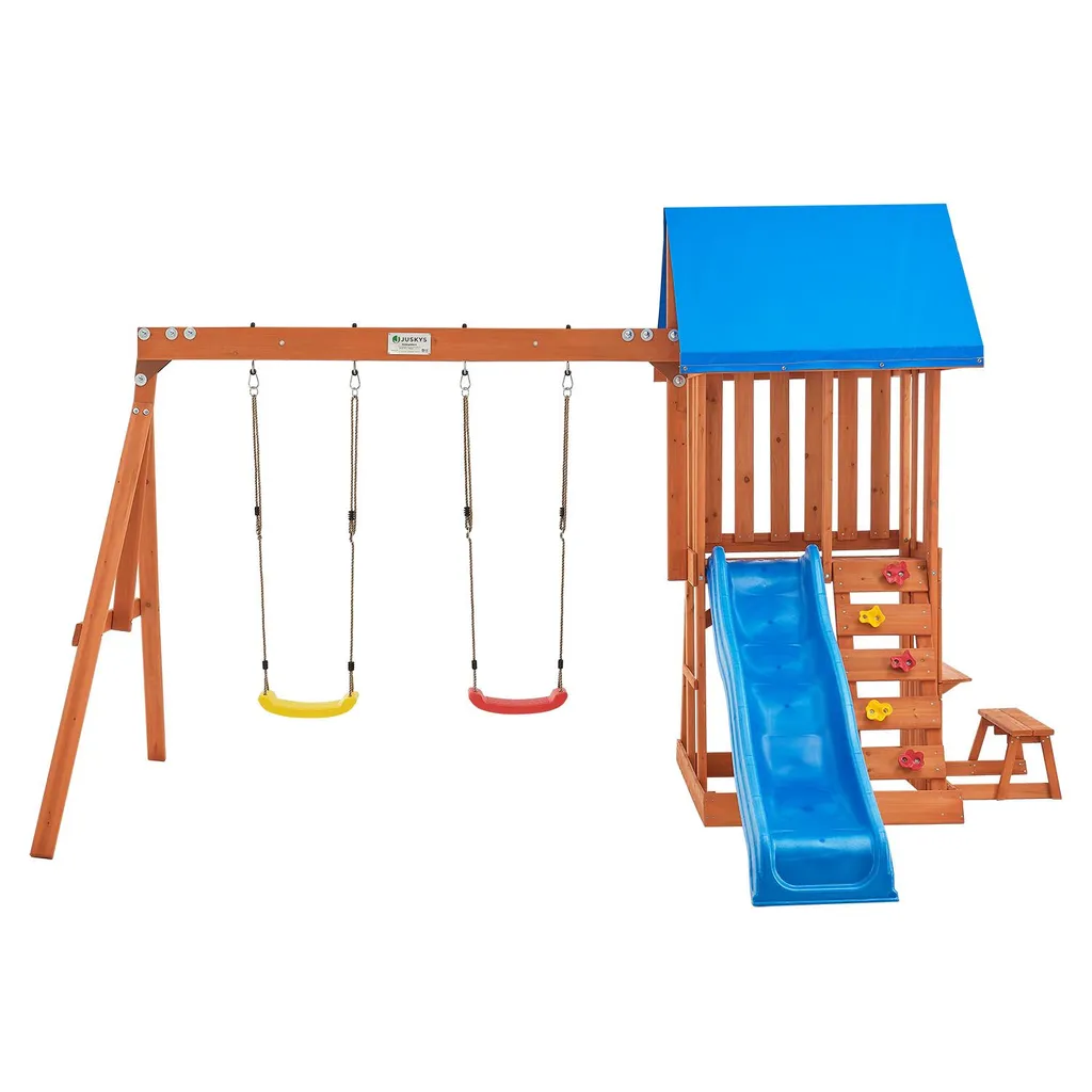 Juskys Spielturm Yannis – Klettergerüst Für Kinder Mit Rutsche, Schaukeln, Kletterwand & Zubehör – Kletterturm Für Outdoor Aus Holz Ab 3 Jahren 3 Juskys Spielturm Yannis – Klettergerüst Für Kinder Mit Rutsche, Schaukeln, Kletterwand & Zubehör – Kletterturm Für Outdoor Aus Holz Ab 3 Jahren