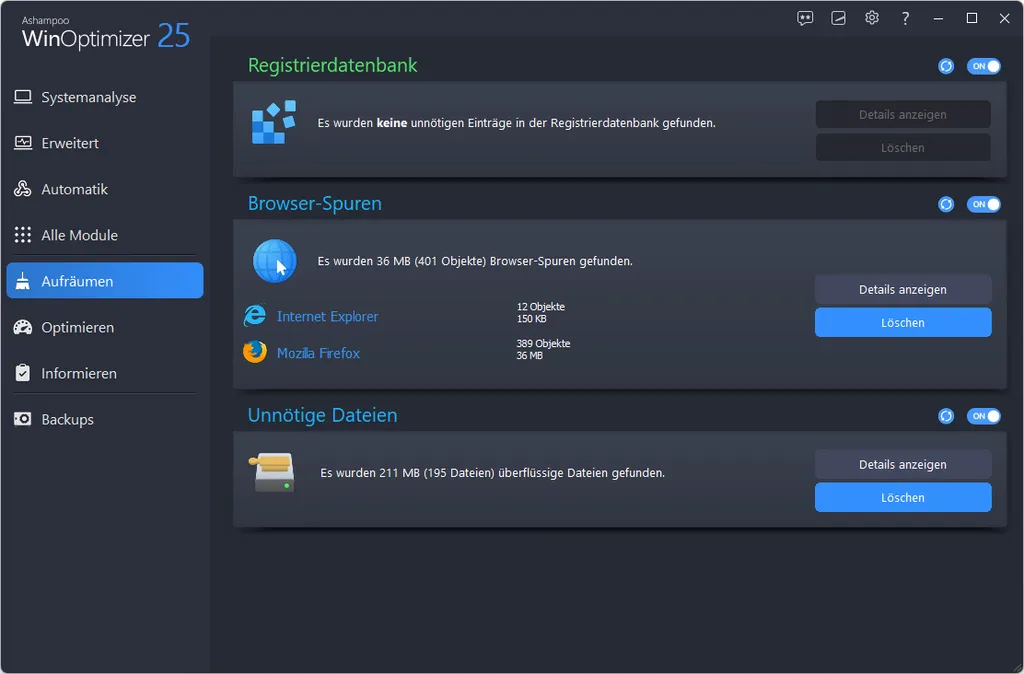 Ashampoo WinOptimizer 25 - 3 USER Lizenz - System Tuning Für Windows 5 Ashampoo WinOptimizer 25 - 3 USER Lizenz - System Tuning Für Windows – Bild 3