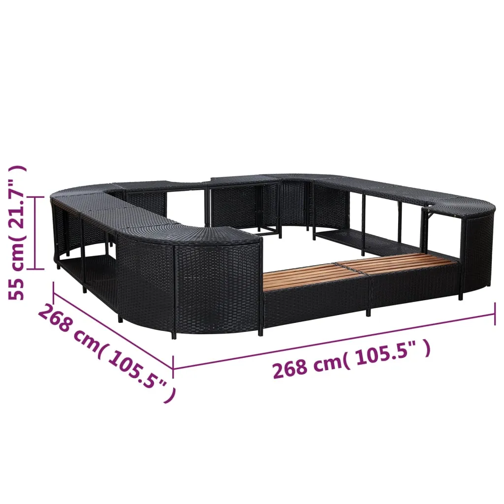 VidaXL Whirlpool-Umrandung Quadratisch Schwarz 268x268x55 Poly Rattan 8 VidaXL Whirlpool-Umrandung Quadratisch Schwarz 268x268x55 Poly Rattan – Bild 6
