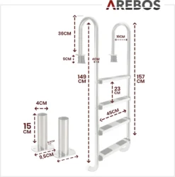 AREBOS Edelstahl Poolleiter, Mit Antirutschpads Auf Den Sprossen, Einstiegsleiter Silber, Einbauleiter 4 Stufen -Bestintex Geschaft bb5f8e9cadc2ea91d960a80cc8fc2367