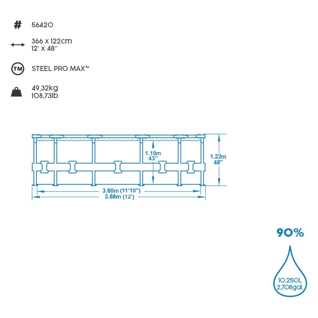 Bestway Frame Pool Komplett-Set Ø 366 X 122 Cm 17 Bestway Frame Pool Komplett-Set Ø 366 X 122 Cm – Bild 15