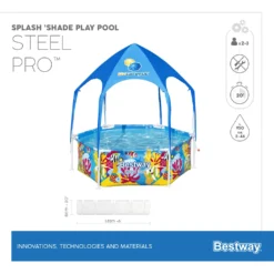 Bestway® Steel Pro™ Aufstellpool Mit Sonnenschutzdach "Splash-in-Shade" Ohne Pumpe Ø 183 X 51 Cm, Buntes Unterwasser-Design, Rund 41 Bestway® Steel Pro™ Aufstellpool Mit Sonnenschutzdach "Splash-in-Shade" Ohne Pumpe Ø 183 X 51 Cm, Buntes Unterwasser-Design, Rund -Bestintex Geschaft bf492fe150798fee9ec814650002d9f3