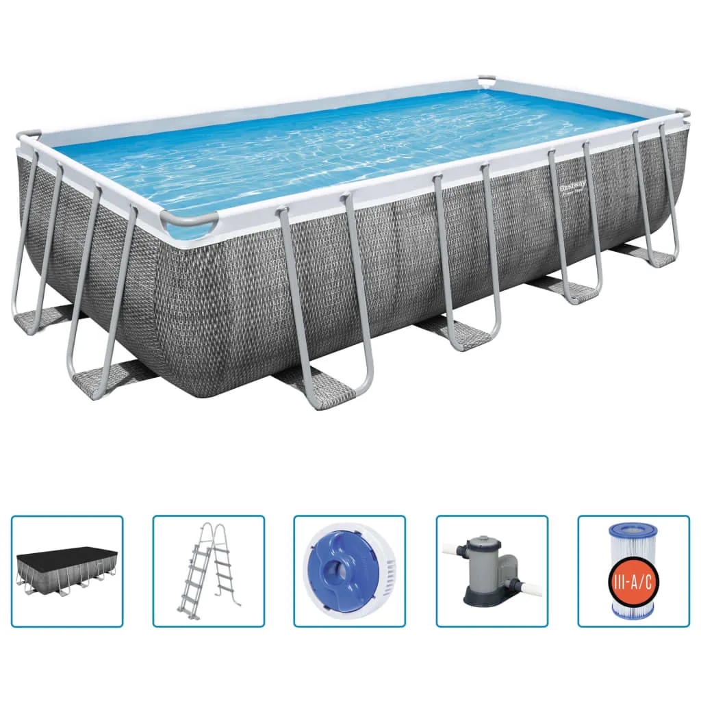 Bestway Power Steel™ Frame Pool Komplett-Set, Eckig, Mit Filterpumpe, Sicherheitsleiter & Abdeckplane 549 X 274 X 122 Cm, Schwimmbecken, Schwimmen, Pools 4 Bestway Power Steel™ Frame Pool Komplett-Set, Eckig, Mit Filterpumpe, Sicherheitsleiter & Abdeckplane 549 X 274 X 122 Cm, Schwimmbecken, Schwimmen, Pools – Bild 2