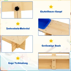 COSTWAY Sandkasten Für Kinder Aus Holz Im Freien, Überdachter Sandkasten Aus Ausgewähltem Zedernholz, Sandkasten-Spielzeug Hof-Spielstation Für 3-12 Jahre Alte Kinder -Bestintex Geschaft c0fba5b175fe659ab42b8be0fd1c7e7c