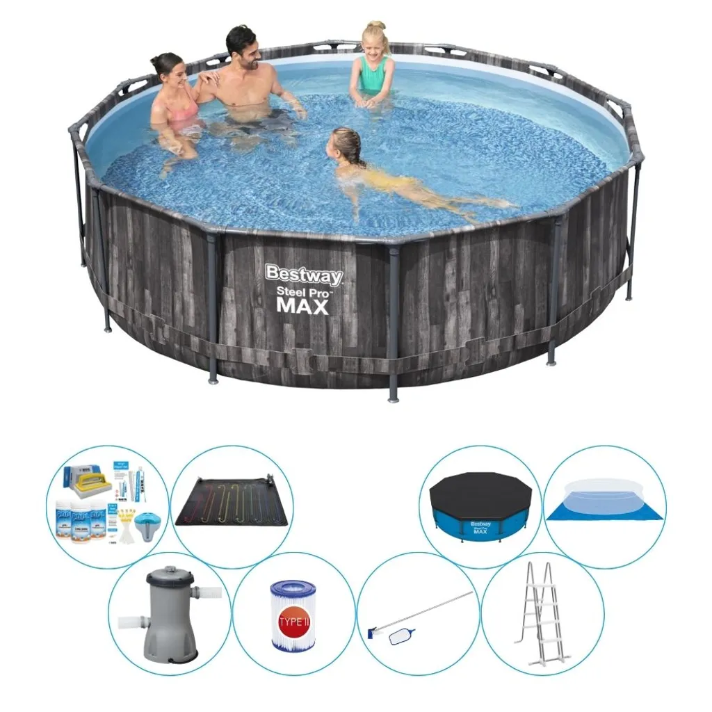 Schwimmbadpaket - Bestway Steel Pro MAX Wood 366x100 Cm - Rund 3 Schwimmbadpaket - Bestway Steel Pro MAX Wood 366x100 Cm - Rund
