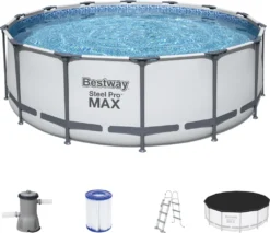 Bestway Steel Pro Max™ Frame Pool Komplett-Set, Rund, 427x122cm, 5612X -Bestintex Geschaft c5a3ddcf7be257c52bbeebb4738304ee