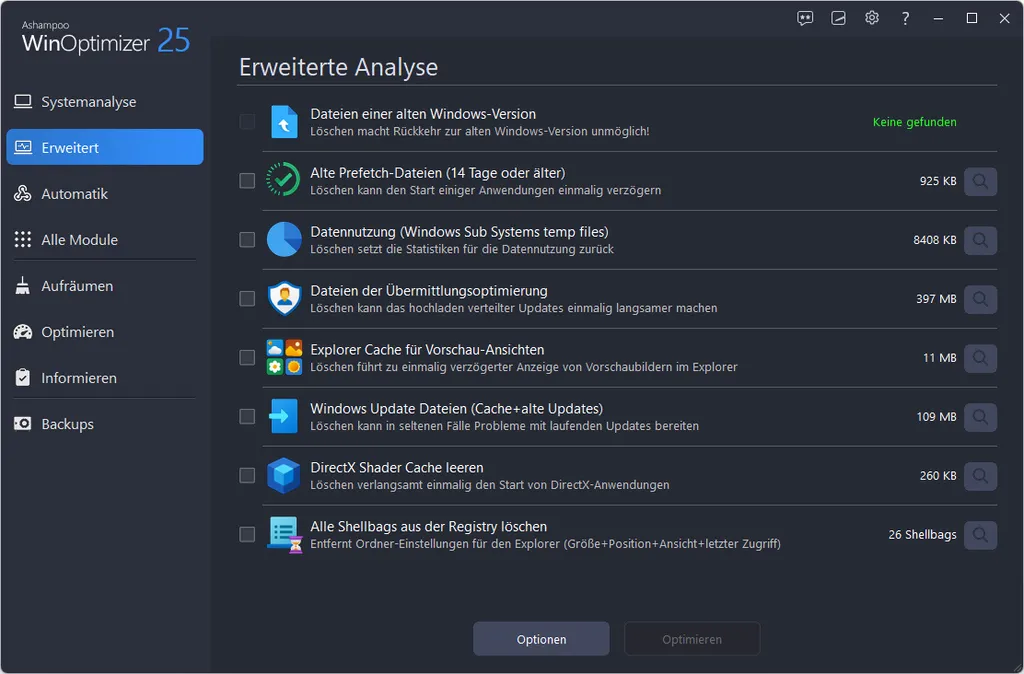 Ashampoo WinOptimizer 25 - 3 USER Lizenz - System Tuning Für Windows 6 Ashampoo WinOptimizer 25 - 3 USER Lizenz - System Tuning Für Windows – Bild 4