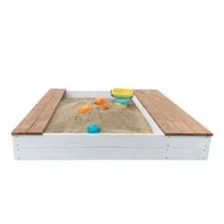 AXI Evy Sandkasten Aus Holz Mit Wasserbehälter, Sitzbank & Stauraum | Sandbox Für Kinder In Weiß & Braun Mit Abdeckung & Plane | 119 X 117 Cm -Bestintex Geschaft c876a68ce8f08c7d4c0d65d0d475a08f