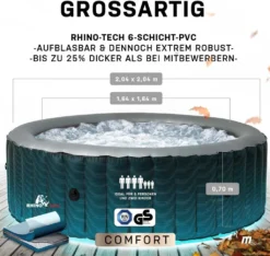 Miweba MSpa Whirlpool Comfort Starry C-ST061 - Indoor & Outdoor-Whirlpool - Aufblasbar Mit LED Beleuchtung - 6 Personen - UV-C Filter - Anti-Frost-System - Verschließbare Poolabdeckung -Bestintex Geschaft c8f61a6e377aa5f0a965368dafeb6959