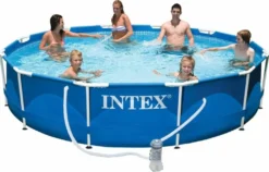 INTEX Metal Frame Set Zwembad Incl. Filterpomp (Ø:366cm. H:76cm) -Bestintex Geschaft c8ffe47b3892eb959cc6388bc7b06984