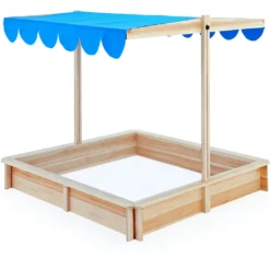 Spielwerk Sandkasten Midi Mit Dach Höhenverstellbar Neigbar 120x120cm Sandkiste Holz Natur UV 50+ Sonnenschutz Abdeckung Sandbox Sandspielzeug Kinder -Bestintex Geschaft caadfc1768309875e4be3c2f836aa932