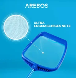 AREBOS Poolkescher Mit Teleskopstange, Poolreinigung Bodenkescher, Länge Von 1,20-1,90 M, Große Aufnahmelippe, Blau -Bestintex Geschaft cd5ed226b90fbb1fe87bba6122847a16