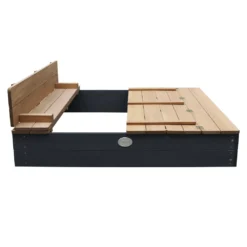 AXI Sandkasten Ella Aus Holz Mit Deckel XL | Sand Kasten Mit Sitzbank & Abdeckung Für Kinder In Anthrazit & Braun | 120 X 120 Cm -Bestintex Geschaft cdb226cbfbf1361d66f0e06e4e908c8a