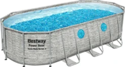 Bestway® Power Steel™ Swim Vista Series™ Frame Pool Komplett-Set Mit Filterpumpe 549 X 274 X 122 Cm, Steinwand-Optik (Cremegrau), Oval -Bestintex Geschaft ced98ce0245f9aeba3a2c48b986176b8