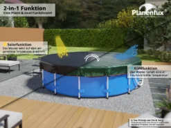 Planenfux® Pool Abdeckplane Für Ø 320 - 366 Cm Rundpools | 2-in-1 Poolabdeckung Rund Aus 200g/m² PE Material | UV-resistente Sommer- & Winterabdeckplane (Ø 420 Cm) -Bestintex Geschaft cf5cd398ea21ba9b7043b226fd4fa391