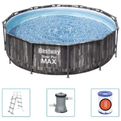 Bestway® Steel Pro MAX™ Frame Pool-Set Mit Filterpumpe Ø 366 X 100 Cm, Holz-Optik (Mooreiche), Rund -Bestintex Geschaft cfa732b82654e30fd568b81ad97d5d2d