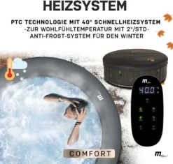 Miweba MSpa Whirlpool Comfort Starry C-ST061 - Indoor & Outdoor-Whirlpool - Aufblasbar Mit LED Beleuchtung - 6 Personen - UV-C Filter - Anti-Frost-System - Verschließbare Poolabdeckung -Bestintex Geschaft d008322699cbf23a27bde77b964929fd