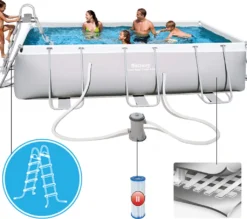 Bestway Power Steel™ Frame Pool-Set, Eckig, Mit Filterpumpe & Sicherheitsleiter 404 X 201 X 100 Cm -Bestintex Geschaft d0feddf8987435eb6b0a33b9bed4f329