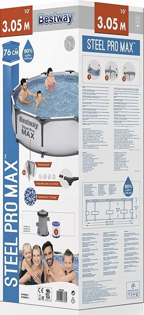 Bestway 56408 Steel Pro MAX Frame Pool 305x76 Schwimmbecken Gartenpool Pumpe Set 5 Bestway 56408 Steel Pro MAX Frame Pool 305x76 Schwimmbecken Gartenpool Pumpe Set – Bild 3