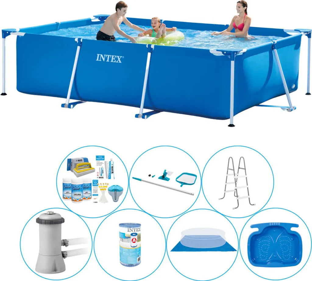 Intex Frame Pool Rechteckig 300x200x75 Cm - 8-teilig - Poolpaket 5 Intex Frame Pool Rechteckig 300x200x75 Cm - 8-teilig - Poolpaket – Bild 3