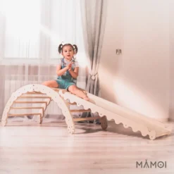 MAMOI® Kletterbogen Mit Rutsche, Kletterdreieck, Baby Klettern, Regenbogenwippe Aus Holz, Holzbogen Für Kinder, Rutschbrett Für Spielplatz, Klettergerüst Indoor Ab 1/2/3 Jahre -Bestintex Geschaft d3e2a14413e332ea19d03249532de27b