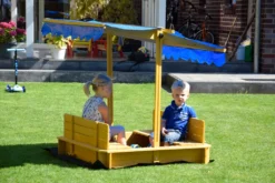 Dobar Sandkasten Mit Schwenkbarem Dach, Sitzbänke, Bodenplane, Verschließbare Sandkiste Aus Holz Für Kinder, 120 X 120 X 120 Cm, Hellbraun -Bestintex Geschaft d572d0115ad357b67f2376aa56c0c71f