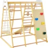 COSTWAY 8 In 1 Kletterspielzeug Set, Inkl. Klettergerüst, Turnringen, Kletterleiter, Rutsche, Strickleiter, Kletterfels, Kletternetz, Schaukel Und Zeichentafel, Für Kleinkinder Ab 3 Jahren (Natur) -Bestintex Geschaft d659e93c9067dda6cd3d3e26133692b7