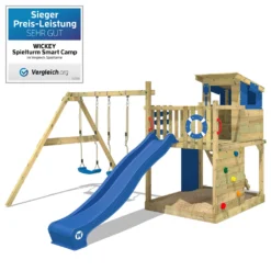 WICKEY Spielturm Klettergerüst Smart Camp Mit Schaukel & Rutsche, Baumhaus Mit Sandkasten, Kletterleiter & Spiel-Zubehör - Blau 15 WICKEY Spielturm Klettergerüst Smart Camp Mit Schaukel & Rutsche, Baumhaus Mit Sandkasten, Kletterleiter & Spiel-Zubehör - Blau -Bestintex Geschaft d6c8d158357cf65a002a5c3d1ca29e9b