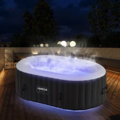 AREBOS Whirlpool Mit LED Beleuchtung, Aufblasbar, In- & Outdoor,190x120 Cm Oval, 2 Personen, 90 Massagedüsen, Mit Heizun, 550 Liter, Inkl. Abdeckung -Bestintex Geschaft da704a465d9e2183dba9e075bff8acc3