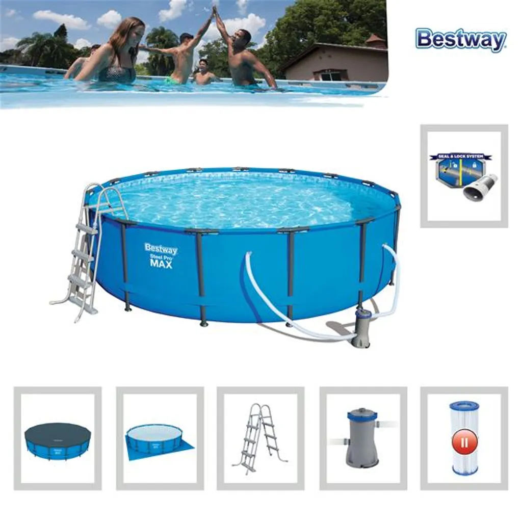 Bestway Frame Pool “Steel Pro™” Set 457x107 Cm - Rund - 14.970 L; 56488 14 Bestway Frame Pool “Steel Pro™” Set 457x107 Cm - Rund - 14.970 L; 56488 – Bild 12
