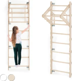 MAMOI® Klettergerüst Indoor, Sprossenwand Für Kinderzimmer, Kletterwand Und Spielgeräte, Turngeräte Mit Klimmzugstange Für Drinnen, Sportgeräte Ab 3 Jahren