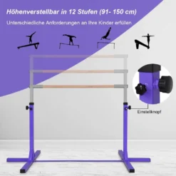 COSTWAY Gymnastik Turnreck, Turnreck Höhenverstellbar, Turnstangen Bis 100kg Belastbar, Reckstange, Reckanlage, Trainingsgeräte, Übungsstange Für Den Innenbereich, Heimtraining -Bestintex Geschaft e09cff3cdb082e48760116faffa96516