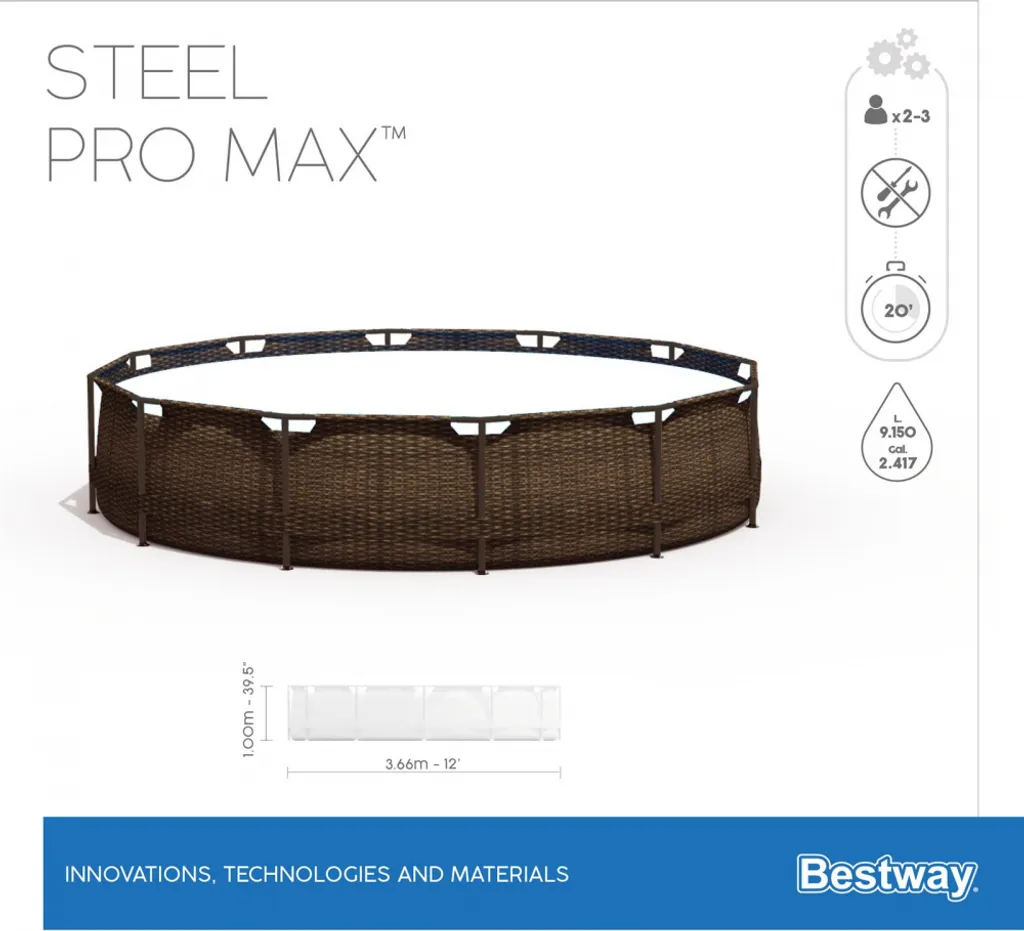 BESTWAY 56709 Steel Pro Max Frame Pool Set Rund Filterpumpe Leiter Braun 366x100 11 BESTWAY 56709 Steel Pro Max Frame Pool Set Rund Filterpumpe Leiter Braun 366x100 – Bild 9