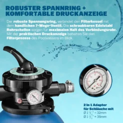 Monzana Sandfilteranlage Mit Vorfilter XXL Tank 9960 L/h Filteranlage Pool Sandfilter -Bestintex Geschaft e292b262e4440ebe1cfbe4b2539ac05b