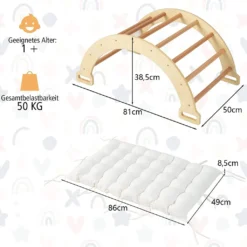 COSTWAY Bogen Mit Weichem Kissen, Kletterbogen Für Kinder Kleinkinder, Bogenwippe Aus Holz, Spielbogen Für Drinnen Und Draußen 12 COSTWAY Bogen Mit Weichem Kissen, Kletterbogen Für Kinder Kleinkinder, Bogenwippe Aus Holz, Spielbogen Für Drinnen Und Draußen -Bestintex Geschaft e3e1008ef3fe55e7e56a69b698983bdd