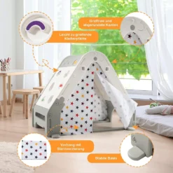 COSTWAY 5 In 1 Kletterdreieck Spielzelt, Kinderspielzelt Mit Kletterwand, Tafel Zum Malen, Basketballkorb, Fußballtor Und Ringen, Indoor Klettergerüst Spielzeug, Multifunktionales Kletterspielzeug -Bestintex Geschaft e4efea4cd800edfe6cb5c69051b95062