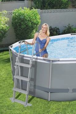 Bestway Power Steel™ Frame Pool Komplett-Set, Oval, Mit Filterpumpe, Sicherheitsleiter & Abdeckplane 488 X 305 X 107 Cm, Schwimmbecken, Schwimmen, Pools -Bestintex Geschaft e52f9f8b7b726c88465fded444e62ffb