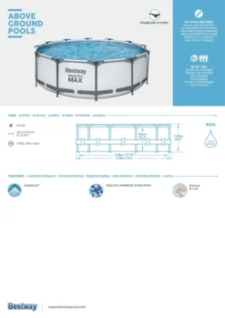 Bestway Steel Pro MAX™ Ersatzpool Ohne Zubehör Ø 366 X 100 Cm, Lichtgrau, Rund -Bestintex Geschaft e6821eae437aecbddd1347cee522272a
