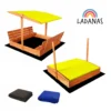 Ladanas® Sandkasten Holz Mit Faltbaren Bänken & Verstellbarem Dach, UV50, Sandkiste & Sonnendach 140 X 140 Gelb -Bestintex Geschaft e72aeca125f26259e9c88025151c75a0
