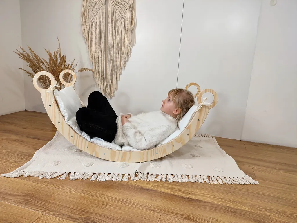 Kletterbogen Bogenwippe Kletterleiter Kinder Premium Montessori Holzschaukel Aus Kiefernsperrholz 105cm X 40cm X 50cm 4 Kletterbogen Bogenwippe Kletterleiter Kinder Premium Montessori Holzschaukel Aus Kiefernsperrholz 105cm X 40cm X 50cm – Bild 2