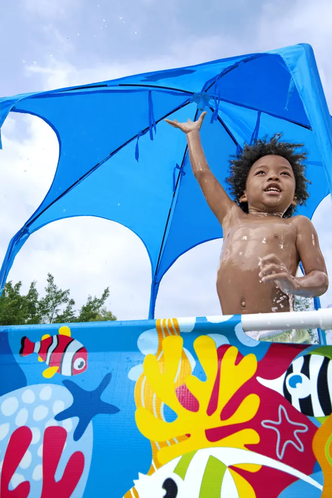 Bestway® Steel Pro™ Aufstellpool Mit Sonnenschutzdach "Splash-in-Shade" Ohne Pumpe Ø 183 X 51 Cm, Buntes Unterwasser-Design, Rund 13 Bestway® Steel Pro™ Aufstellpool Mit Sonnenschutzdach "Splash-in-Shade" Ohne Pumpe Ø 183 X 51 Cm, Buntes Unterwasser-Design, Rund – Bild 11