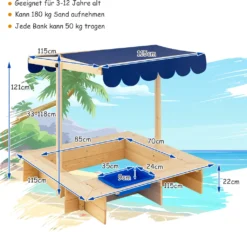 COSTWAY Sandkasten Für Kinder Aus Holz Im Freien, Überdachter Sandkasten Aus Ausgewähltem Zedernholz, Sandkasten-Spielzeug Hof-Spielstation Für 3-12 Jahre Alte Kinder -Bestintex Geschaft f19d9e66cc69367d5cfd4e529181a54b